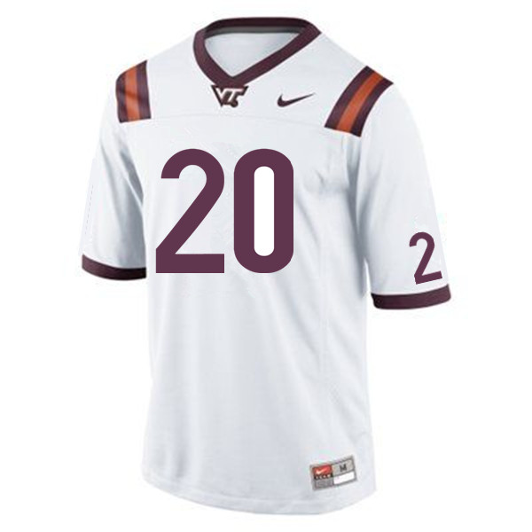 Men #20 Ny'Quee Hawkins Virginia Tech Hokies College Football Jerseys Sale-White - Click Image to Close